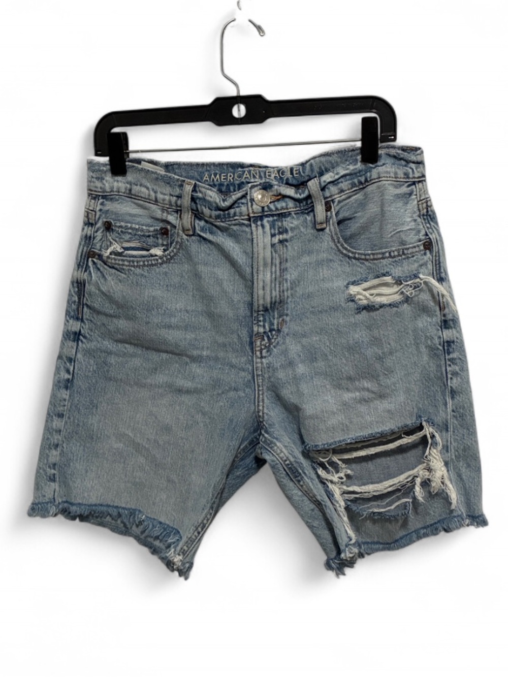 American Eagle Outfitters Light Wash Distressed Skater Denim Shorts
